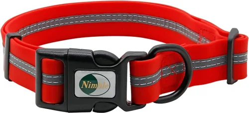Miniatura 17 de NIMBLE Collar de perro impermeable para mascotas, ajustable, reflectante, duradero, flexible, de nailon con revestimiento de poliéster, collares