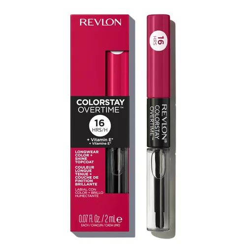 Miniatura 21 de Revlon - Lápiz labial líquido Overtime con brillo de labios transparente, maquillaje facial ColorStay, doble extremo con vitamina E en ciruela/baya