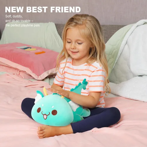 Miniatura 7 de Onsoyours Peluche de dragón gordito, adorable almohada de felpa suave para abrazar, lindo juguete de peluche Kawaii para niños