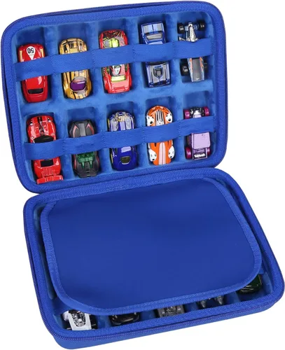 Miniatura 2 de Mchoi Funda de transporte a prueba de golpes para Hot Wheels 20 coches, solo funda (todo azul)