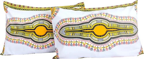 Miniatura 15 de RaanPahMuang Fundas de almohada en African Dashiki Art 100% algodón tejido Batik estampados, juego de 2 fundas, negro amarillo