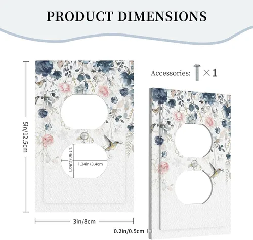 Miniatura 178 de Decorative Outlet Covers Blue Background White Cat Daisy Floral 2-Gang 1-Gang Wall Plate Single Toggle/Rocker Farmhouse Style Light Switch Covers