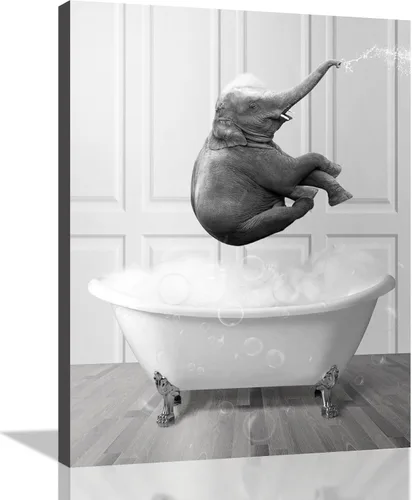 Miniatura 14 de Decoración de Arte de Pared en Blanco y Negro – Oso con Gafas Sentado en el Inodoro Leyendo Periódico, Impresiones en Lienzo, Imágenes de Animales