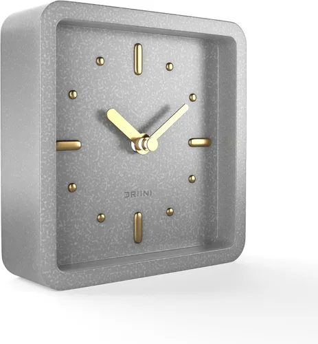 Miniatura 7 de Driini Reloj moderno de mediados de siglo para escritorio y estante (negro y oro rosa) - funciona con pilas, con movimiento analógico silencioso