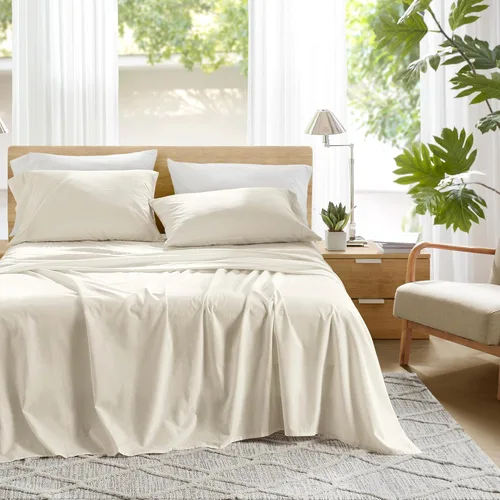 Miniatura 41 de Comfort Spaces Sábanas 100% algodón tamaño individual, transpirables, naturalmente frescas, sábanas de algodón suave con bolsillo elástico de 14