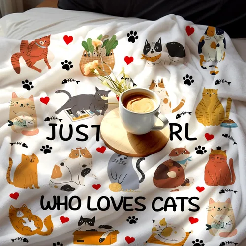Miniatura 6 de Manta de gato de regalo para mujeres y niñas, amantes de los gatos, manta suave y ligera para viajes, camping, sofá, sala de estar, 60 x 50 pulgadas
