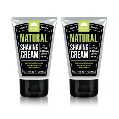 Pacific Shaving Company Crema de afeitar natural – Manteca de karité + crema de afeitar de vitamina E para pieles sensibles – Fórmula limpia para