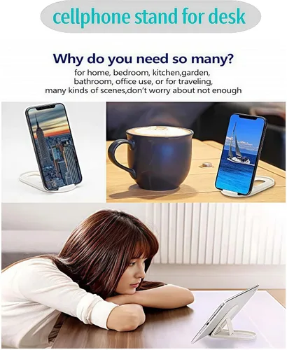 Miniatura 3 de Prettyia Soporte para teléfono celular, portátil, plegable, para escritorio, ángulo ajustable, compatible con iPhone y otros teléfonos móviles