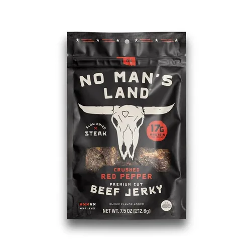 Miniatura 11 de No Man's Land - Carne seca de carne seca de pimiento rojo triturada, filete cortado a mano, secado lento, 0.76 onzas de proteína por porción, 0.00