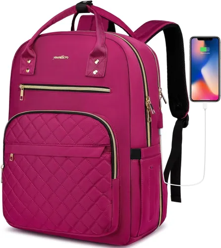 Miniatura 12 de Mochila YAMTION para mujeres y adolescentes, mochila escolar con USB para estudiantes universitarios, bolsa para portátil con TSA para trabajo