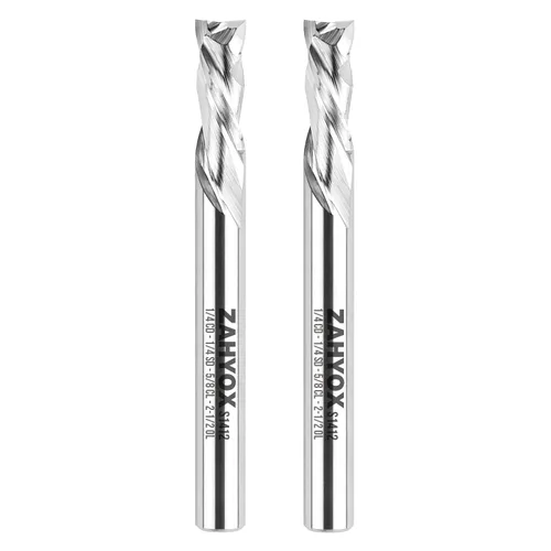 Zahyox Broca de fresadora en espiral de vástago de 1/4 pulgadas, compresión arriba y abajo, carburo sólido, fresadora CNC recta para madera, 1/4 de