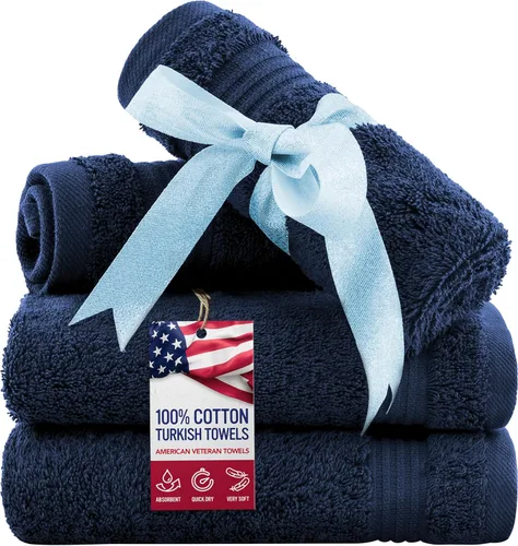 Miniatura 20 de Toalla American Veteran, Juego de Toallas de Mano para Baño de 4, 100% Conjunto de Toallas de Mano Turcas de Algodón, Toallas de Mano Suave