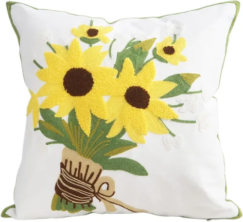 Miniatura 31 de Fundas bordadas decorativas para almohada de 18 x 18 pulgadas. Funda de cojín para sofá, cama, silla, funda de almohada 100% de algodón de 18 x 18