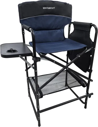 Miniatura 10 de Silla de director plegable alta de 30.7 pulgadas de altura del asiento, taburete de bar plegable para artista de maquillaje, pintura facial con mesa