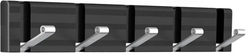 Miniatura 11 de Wisfame Ganchos para abrigos, perchero de aluminio montado en la pared, 5 ganchos plegables, resistente, ahorro de espacio, perchero de pared