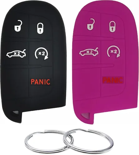 Miniatura 9 de REPROTECTING Funda de llavero de goma de silicona Compatible con Chrysler 200 300 2011-2021 Dodge Challenger Charger Dart Durango Journey Fiat 500 L