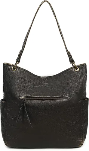 Miniatura 4 de Montana West Stone Washed Leather Hobo Purses for Women Soft Top Handle Shoulder Bag with Wallet 2PCS Set