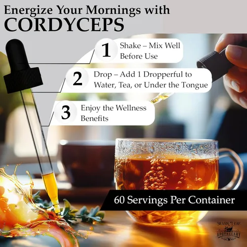 Miniatura 6 de Suplemento orgánico de hongos tintura Cordyceps de triple extracción para energía, resistencia y bienestar, fácil de consumir, cultivada y fabricada