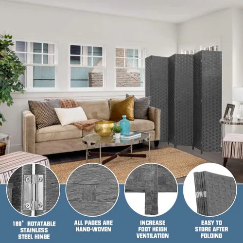 Miniatura 2 de Divisores de habitación y pantallas de privacidad plegables, 4 paneles de 6 pies, divisor de separación de habitación portátil plegable de 6 pies