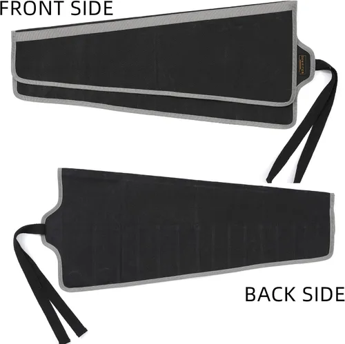 Miniatura 4 de Bolsa de herramientas, juego de llaves de lona encerada duradera, bolsas enrollables multiusos con correa (26.5 x 12.5 pulgadas, negro)
