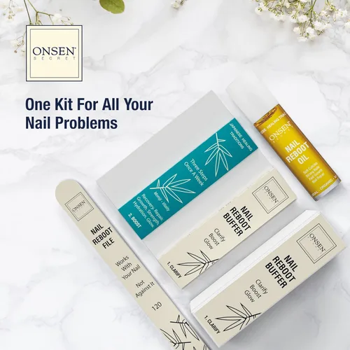 Miniatura 3 de Onsen Secret Kit de cuidado de uñas – Incluye aceite de cutícula de 0.3 onzas líquidas, pulidor de uñas japonés y kit de brillo – Manicura