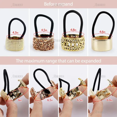 Miniatura 7 de AUEAR, Paquete de 8 soportes para cola de caballo con diamantes de imitación, puños góticos punk, elásticos para mujer, accesorios