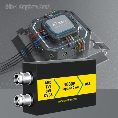 Miniatura 9 de Tarjeta de captura AHD con Loopout, 4 en 1 AHD/TVI/CVI/CVBS/AV/RCA a USB 3.0 Tarjeta de captura de video, tarjeta de captura CVBS de 1080P