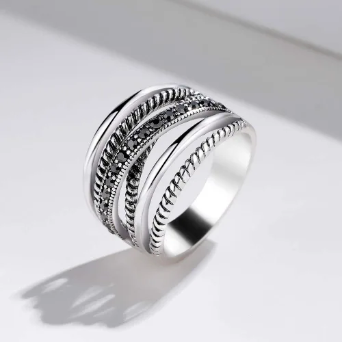 Miniatura 4 de Anillos de plata oxidados para mujer
