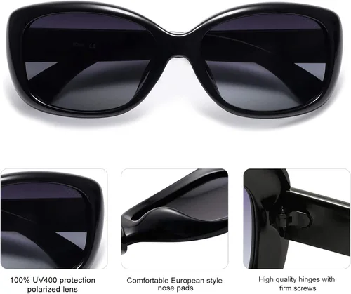 Miniatura 3 de SOJOS Gafas de sol cuadradas vintage para mujer con protección UV polarizada, marco Havana