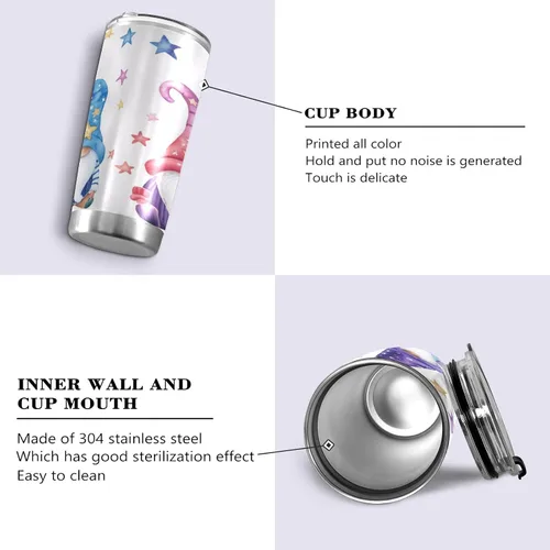 Miniatura 2 de Vaso de 20 onzas con tapa y pajilla, vaso de acero inoxidable aislado al vacío, reutilizable, de doble pared, taza de café de viaje