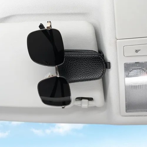 Miniatura 3 de SINGARO Soporte para gafas de sol de coche, hebilla magnética de cuero para visera de coche, clip para anteojos de sol, clip para almacenamiento