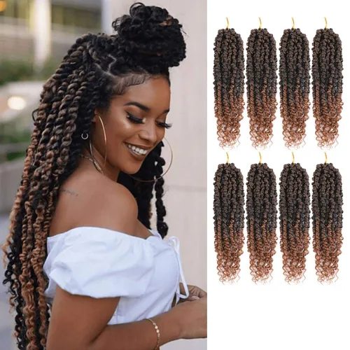 Miniatura 69 de Pelo de Passion Twist – 8 paquetes de 18 pulgadas Passion Twist Crochet para mujeres, cabello rizado pretrenzado Passion Twists extensiones de #2