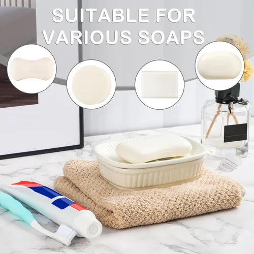 Miniatura 3 de VanEnjoy Jabonera de cerámica verde, jabonera autodrenante para fregadero de cocina, tenedor decorativo del cuarto de baño
