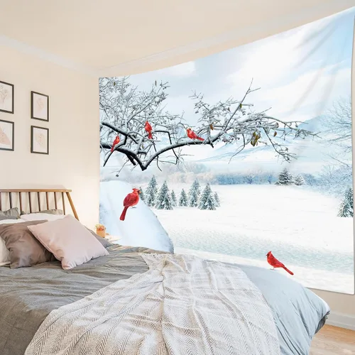Miniatura 13 de HVEST Tapiz de cielo estrellado, nieve, montaña, para colgar en la pared, bosque de pinos, tapices para dormitorio, sala de estar, decoración