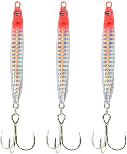 Miniatura 11 de Saltwater Fishing Lures Fishing Jigs Fishing Spoons for Striped bass, Pompano, Spanish Mackerel ，Bluefish Plata (3 piezas)