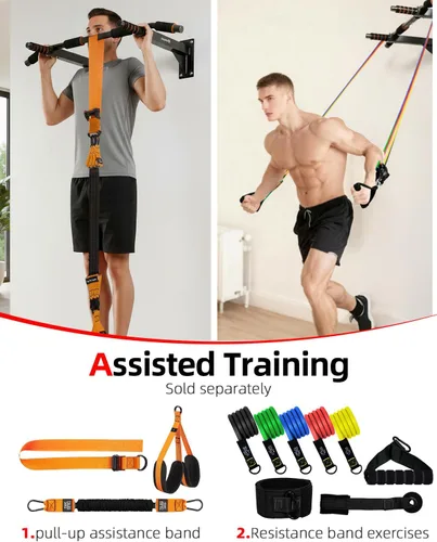 Miniatura 7 de Abahub Wall Mounted Pull Up Bar, Multi-Grip Chin-Up Bar for Home Gym Workout, Drill-installed, Heavy-Duty & Stable Training Bar with 440lbs Capacity
