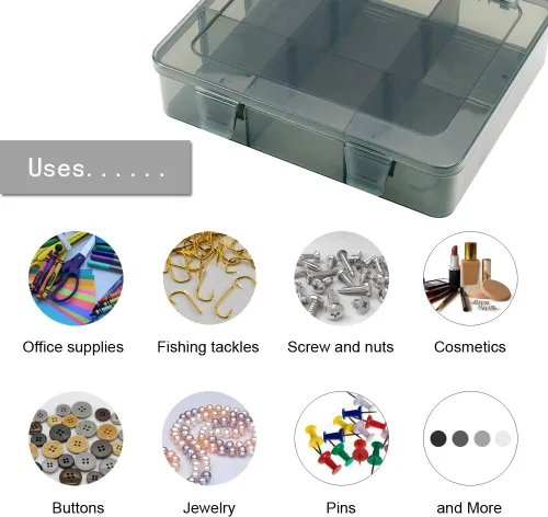 Miniatura 6 de Vidifor Organizador de suministros para manualidades de 9 rejillas, caja de almacenamiento con compartimentos con separadores extraíbles para joyas