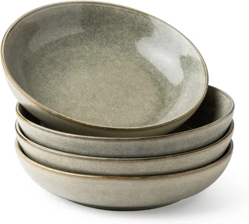 Miniatura 15 de AmorArc Juego de 4 cuencos grandes de cerámica para pasta de 8.5 pulgadas, cuencos de cerámica de 36 onzas para cocina, cuencos anchos para pasta