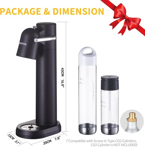Miniatura 7 de Máquina de agua con gas, dispensador de bebidas para el hogar, máquina de transmisión de refrescos con botellas sin BPA (1 L+0.5 L)