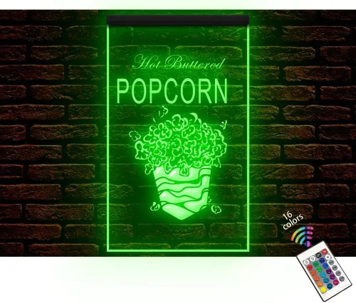 110273 - Letrero de neón con luz nocturna LED con mantequilla caliente, tienda y cafetería, 12 x 8 pulgadas, 16 colores por control remoto