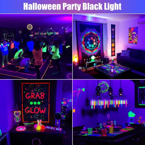 Miniatura 7 de Barras de luz negras de 50 W, impermeables, portátiles, 395-405 nm, luces negras LED UV con enchufe+interruptor de encendido/apagado+cable de 5 pies