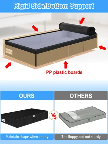 Miniatura 3 de Bolsas de Almacenamiento Debajo de la Cama con Cremallera, Contenedores de Almacenamiento Debajo de la Cama de 7 Pulgadas de Altura con Lados