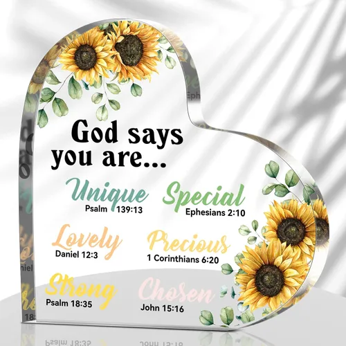 Miniatura 8 de Chunful Regalo cristiano para mujeres, girasoles, regalos para oficina, oraciones inspiradoras de pisapapeles, escritura religiosa, flor