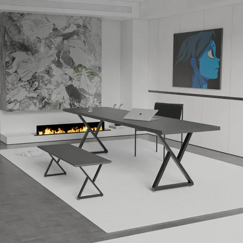 Miniatura 7 de Patas de mesa de metal de 28 pulgadas, banco de comedor de café, escritorio de hierro negro, patas de muebles resistentes con patas ajustables