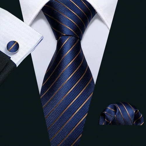 Miniatura 96 de Barry.Wang Juego de corbatas para hombre, corbata de seda a rayas, tejido a cuadros, gemelos formales, negocios, boda