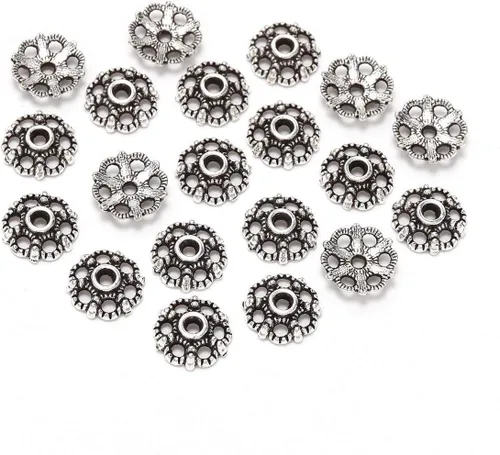 Miniatura 12 de 100 unidades/lote de tapas de cuentas de 0.236 pulgadas para joyas, receptáculo de extremo, ahuecado, toro de flores, bricolaje, espaciado