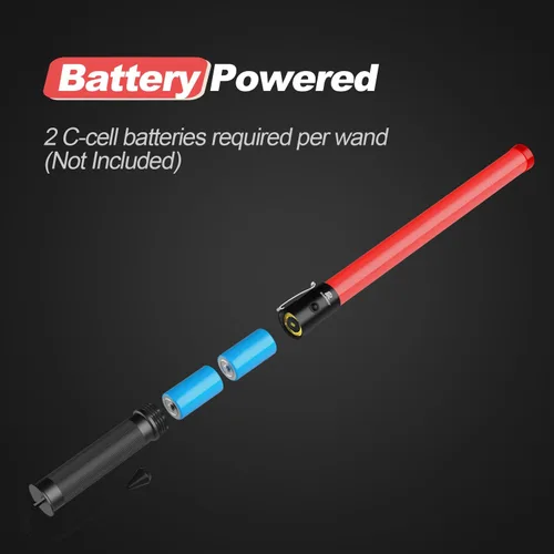 Miniatura 2 de RoadHero Paquete de 6 varitas de tráfico, bastón de control de tráfico LED de 21 pulgadas, varitas de luz de seguridad con 2 modos de parpadeo, Rojo