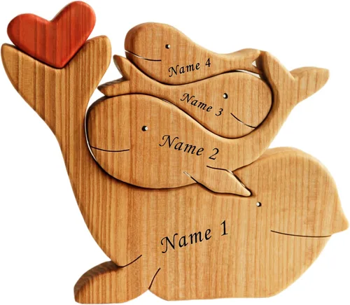Miniatura 13 de Figura familiar de animales de madera personalizada con 1-8 nombres, bloques de nombres personalizados de animales para abrazar, regalos de recuerdo