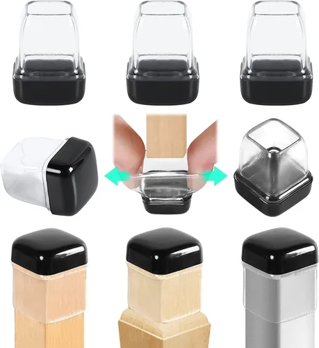 Miniatura 19 de Ezprotekt Deslizadores de patas de silla para alfombra, 8 piezas rectangulares para alfombras, almohadillas para muebles, tapas protectoras de patas