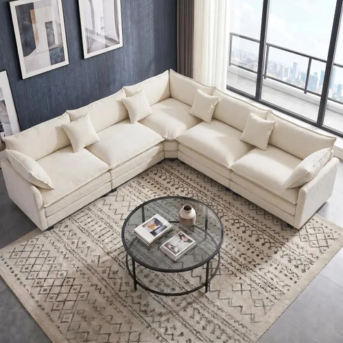 Miniatura 17 de Juego de sofá de felpilla Cloud de 77 pulgadas con almohadas, sofá biplaza de asiento profundo para apartamentos, ahorro de espacio de 2 plazas
